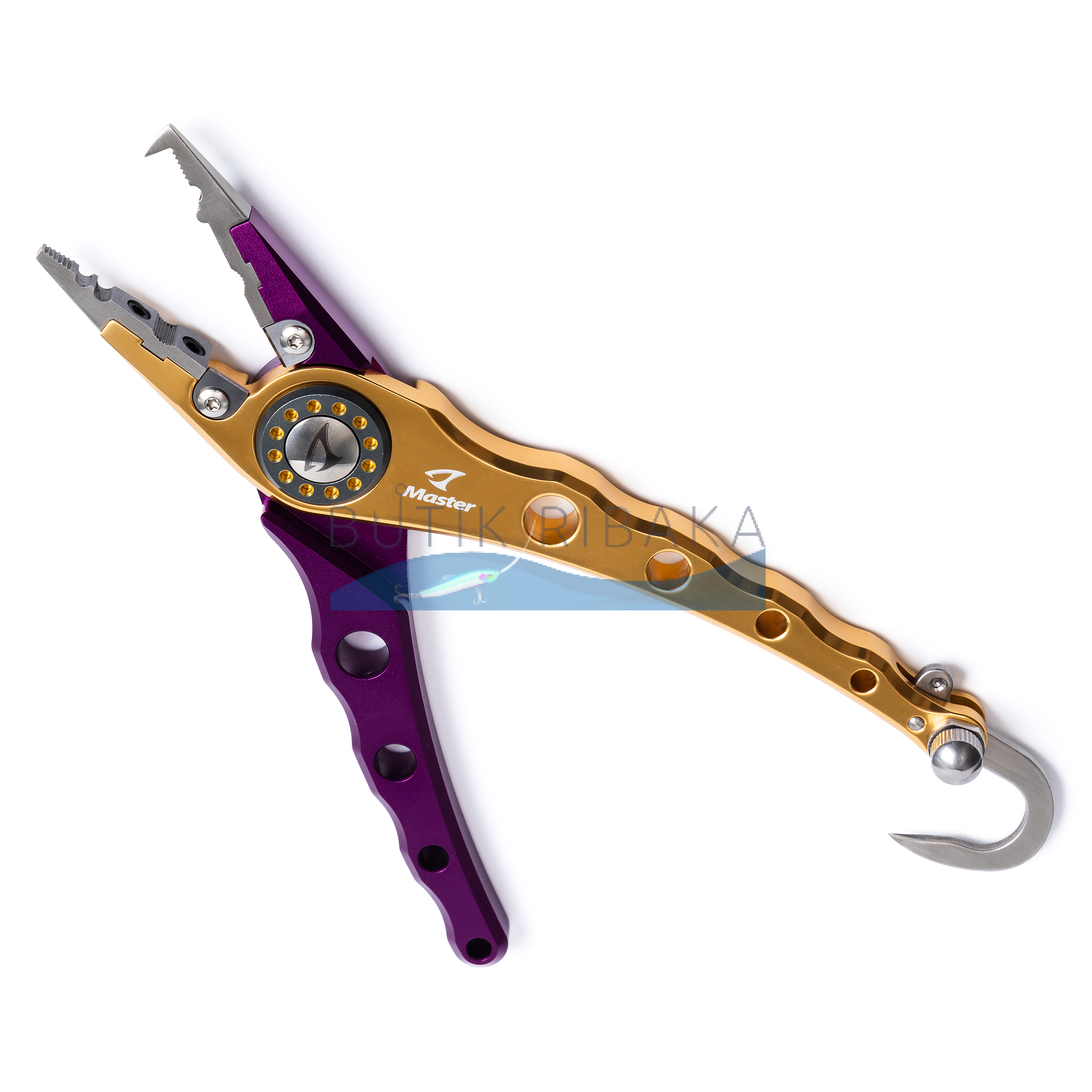 Пассатижи для заводных колец Jigging Master Elite Fishing Large Plier Integrated Hand Gaff (Col.: Violet/Gold)