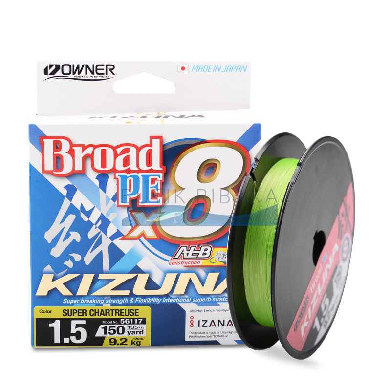 Плетеный шнур Owner Kizuna X8 Broad PE 0,10мм 135м